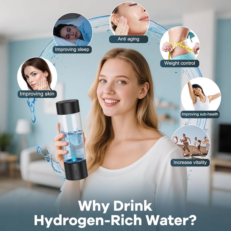 IJEUH Hydrogen Water Bottle Generator, Portable SPE PEM Hydrogen Water Ionizer Machine, Rechargeable Hydrogen Water Maker for Home Office Travel Fitness Travel Home Office - Image 5